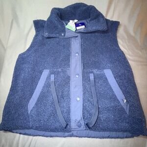 Joy lab Vintage Indigo Adjustable Drawstring Snap Front Sherpa Vest XXL MSRP $45